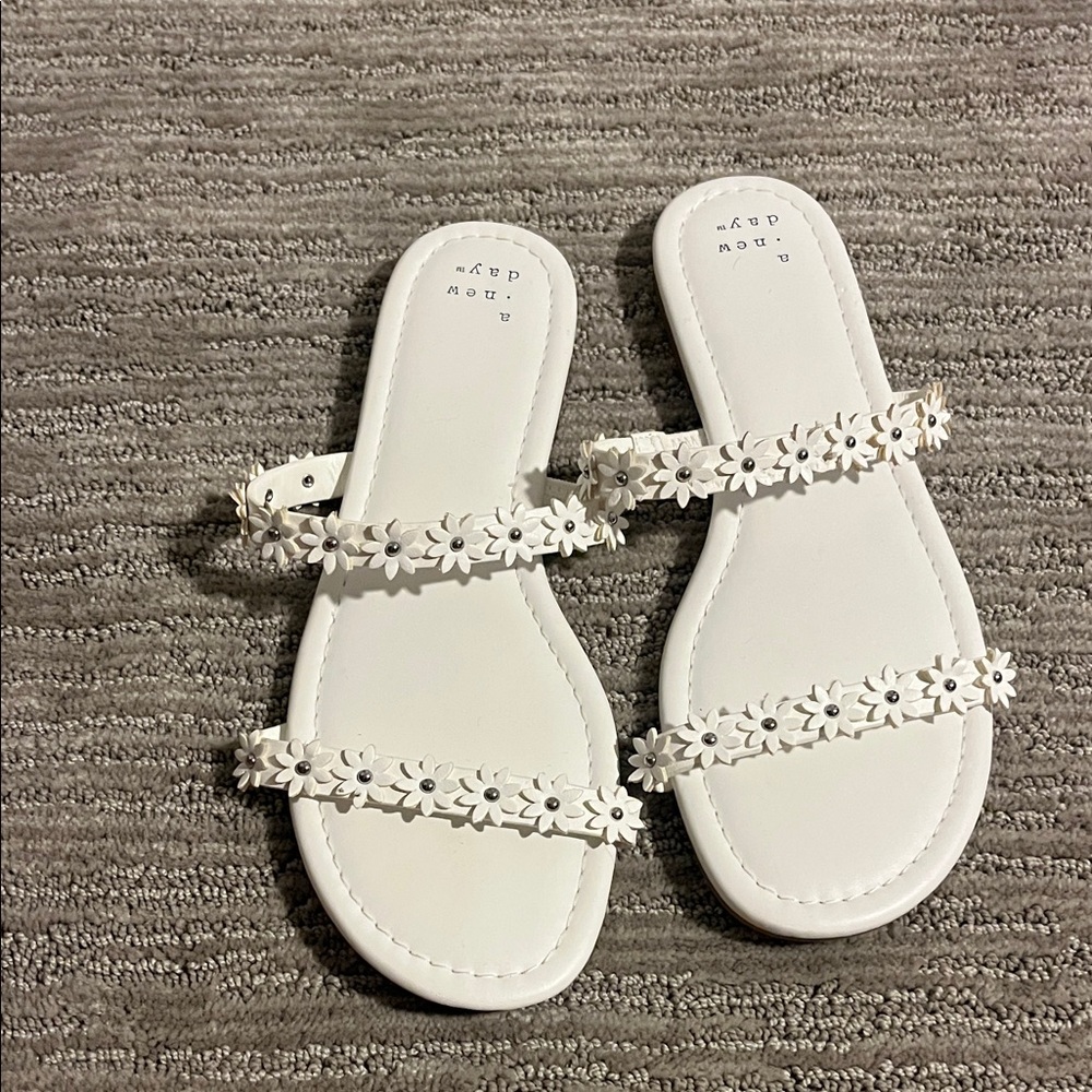 a new day White Floral Strap Sandals